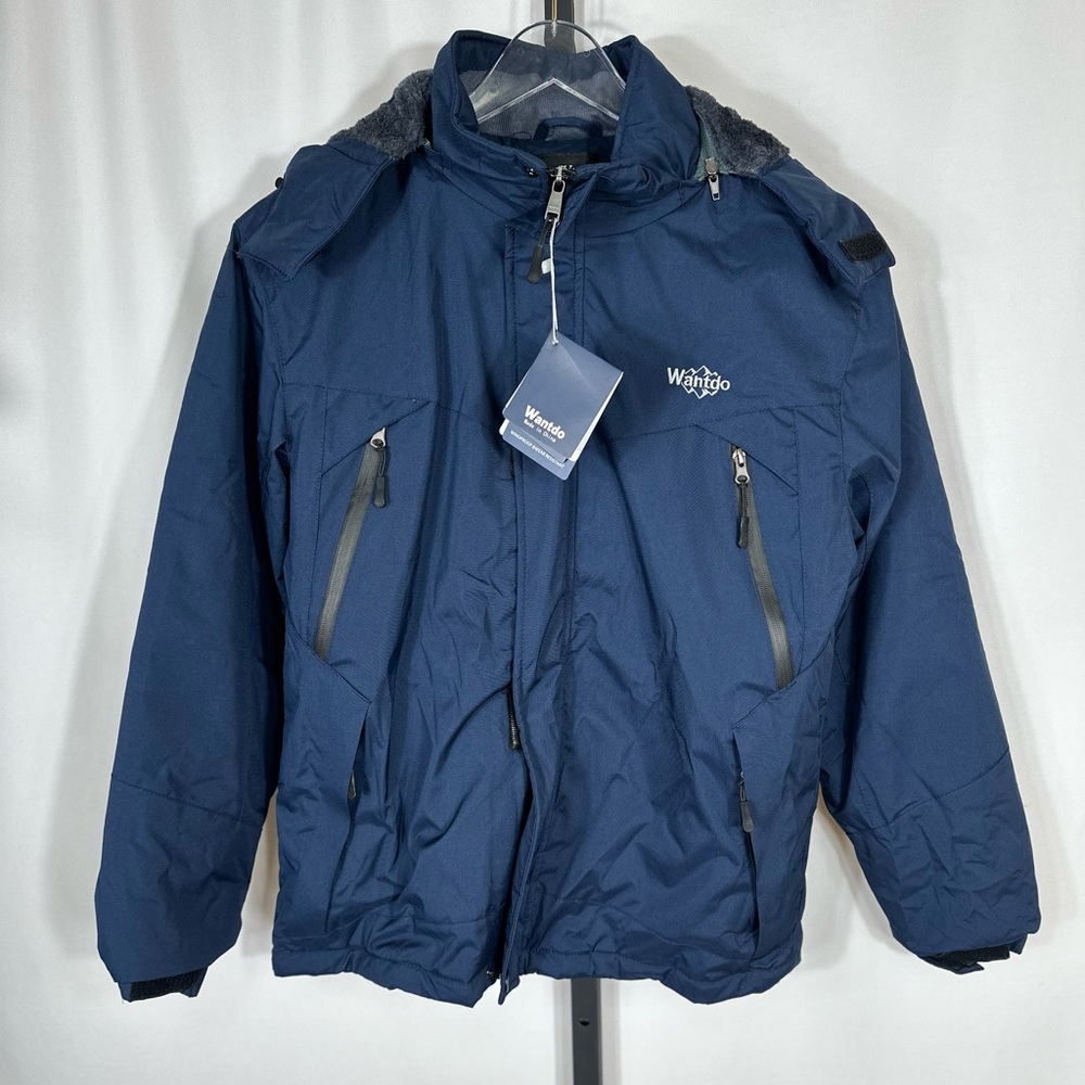 NWT Men's Waterproof Ski Jacket Windproof Rain Jacket - Navy - Size Small